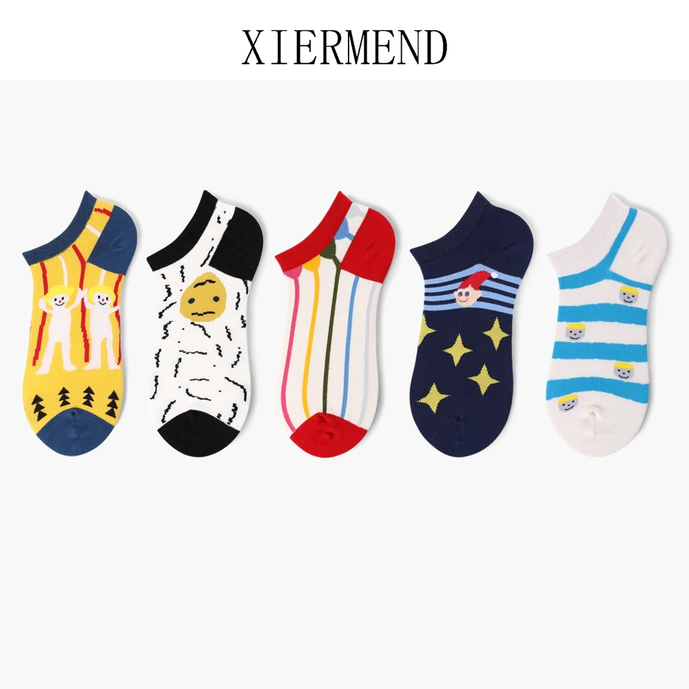 10 pieces =5 pairs New couples cartoon socks autumn light boneless sewing cotton women socks combed slipper socks women