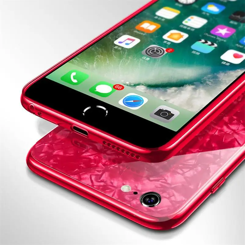 Роскошный ударопрочный чехол из закаленного стекла для iPhone 6 6s 7 8 Plus X Xs Max XR с твердой задней крышкой и мягкой рамкой из силикона на.