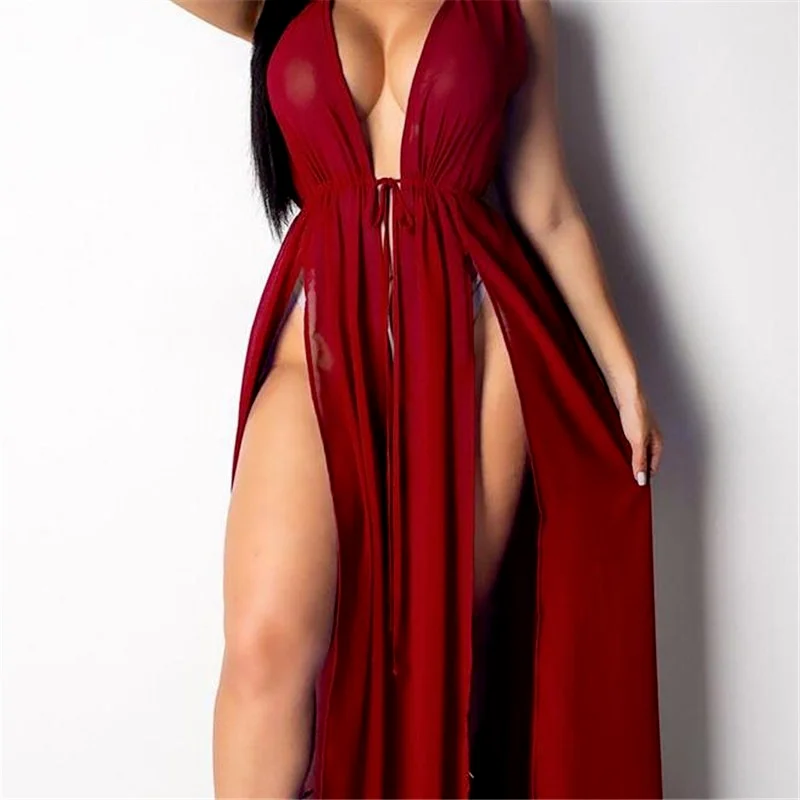 Летний кардиган Длинная накидка на бикини длинное платье жилет с рукавами