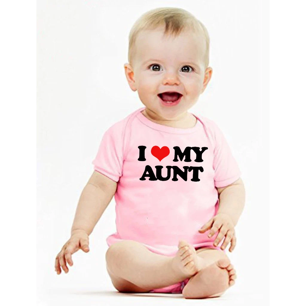 Summer Baby New Romper I Love My Aunt Print Funny Newborn Infant Boys GirlsJumpsuit Toddler Short Sleeve Fashion Clothes |