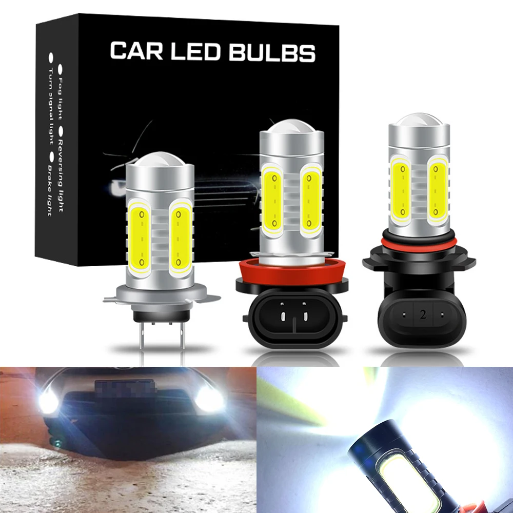 2pcs COB LED H11 H8 HB3 9005 HB4 9006 H27 880 881 H1 H3 H7 H16 PSX24W Car LED Fog Lights Bulbs Auto Driving Lamp 2000LM 6000K