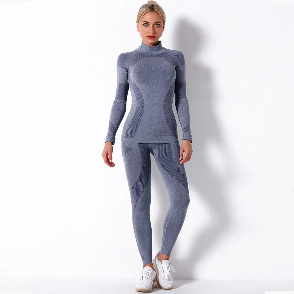 

Women Two Pieces Seamless Suit Run Sets For Yoga Clothes Tracksuit Sports Tops Woman Gym Leggings Training Sports Set Jogging