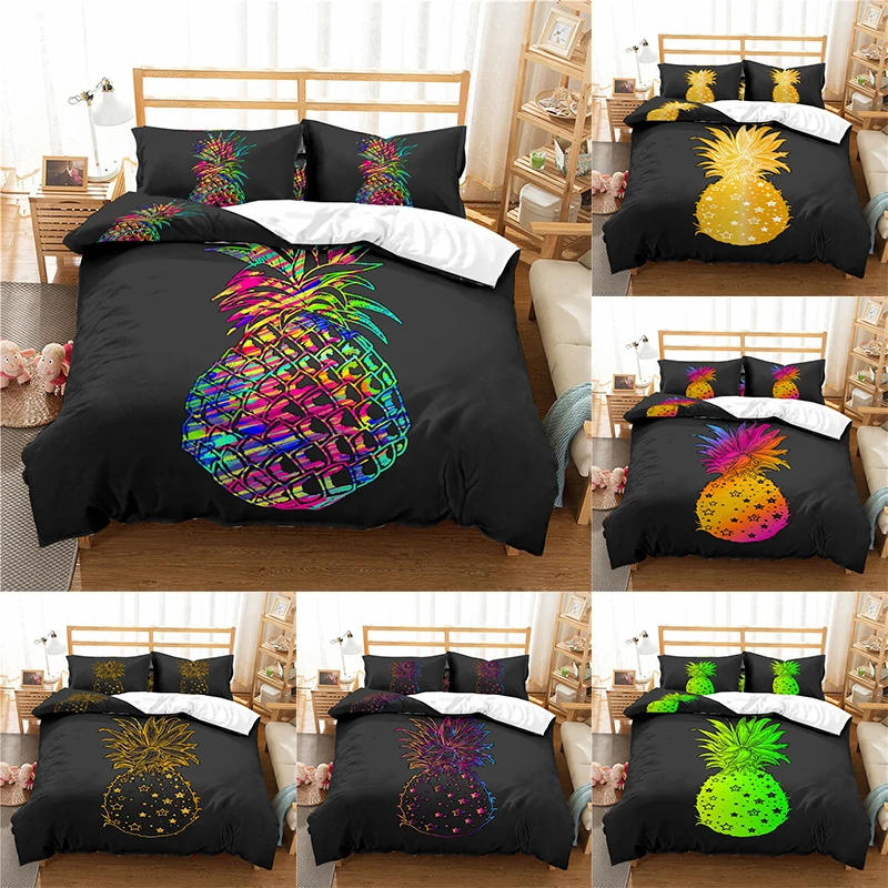 

Home Textile Luxury 3D Pineapple Print 2/3Pcs Comfortable Duvet Cover PillowCase Bedding Sets Queen and King EU/US/AU Size