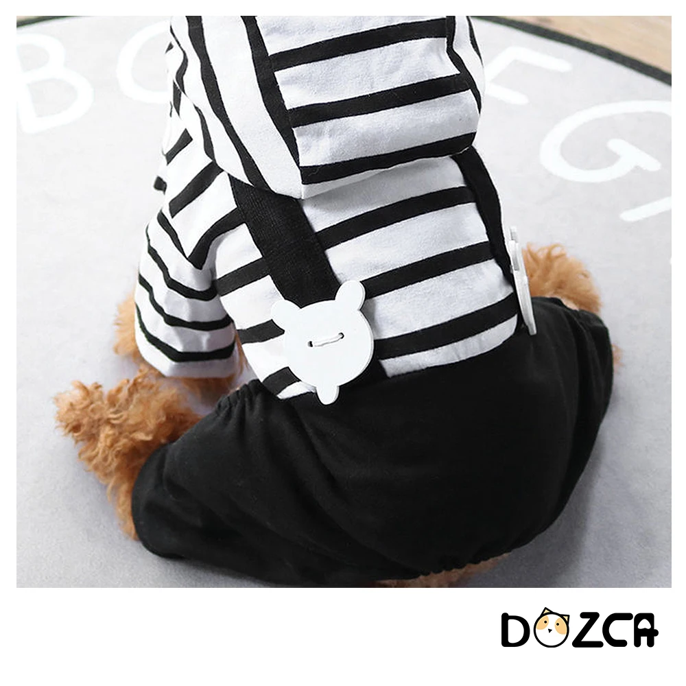 Комбинезон с капюшоном для собак и кошек хлопковый комбинезон в полоску милым