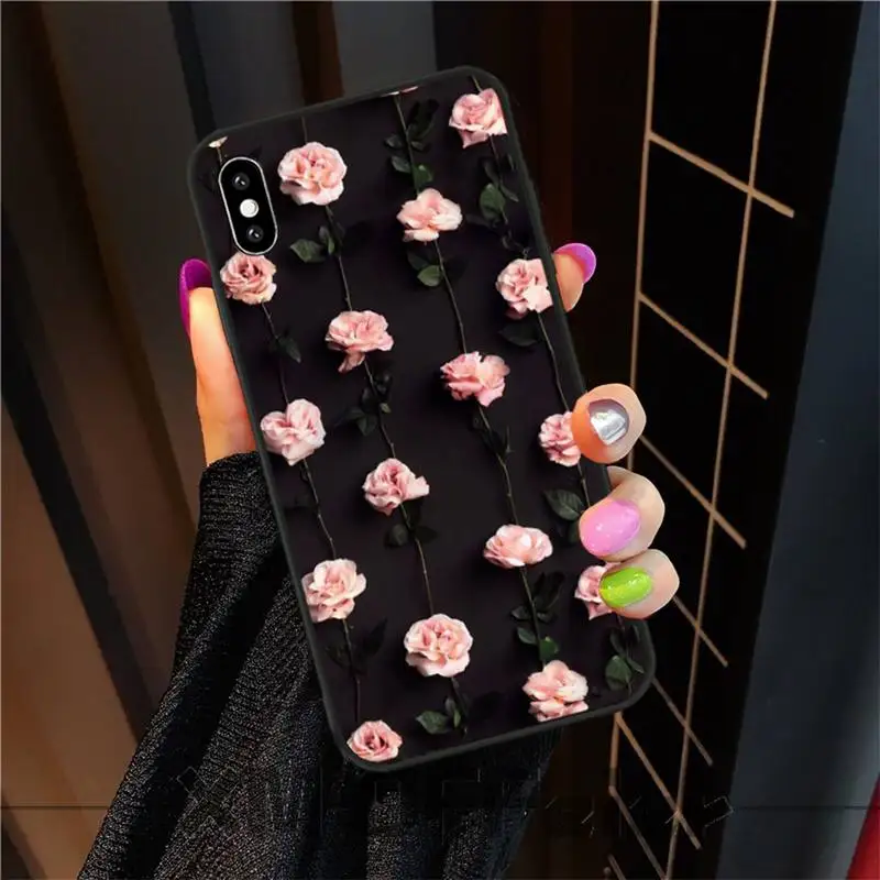 Чехол для iphone 11 XR чехол девочек с красивым принтом розы черные чехлы телефонов из