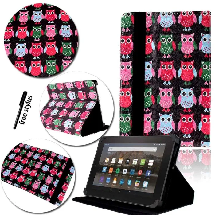 Black Owls KK&LL для Amazon Fire HD 8(6th/7th/8th Gen, выпуск)-кожаный чехол-книжка для планшета+ bluetooth-клавиатура - Цвет: Black Owls