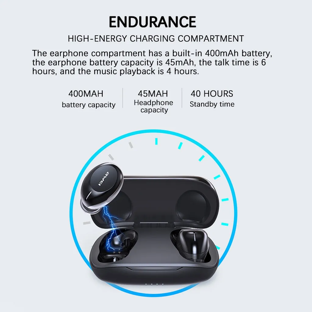 Миниатюрные Наушники AWEI T20 с Bluetooth 5 0 беспроводные наушники-вкладыши