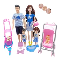 6 person family couple combination11 530cm pregnant barbies doll baby stroller childrens toy girl best gift