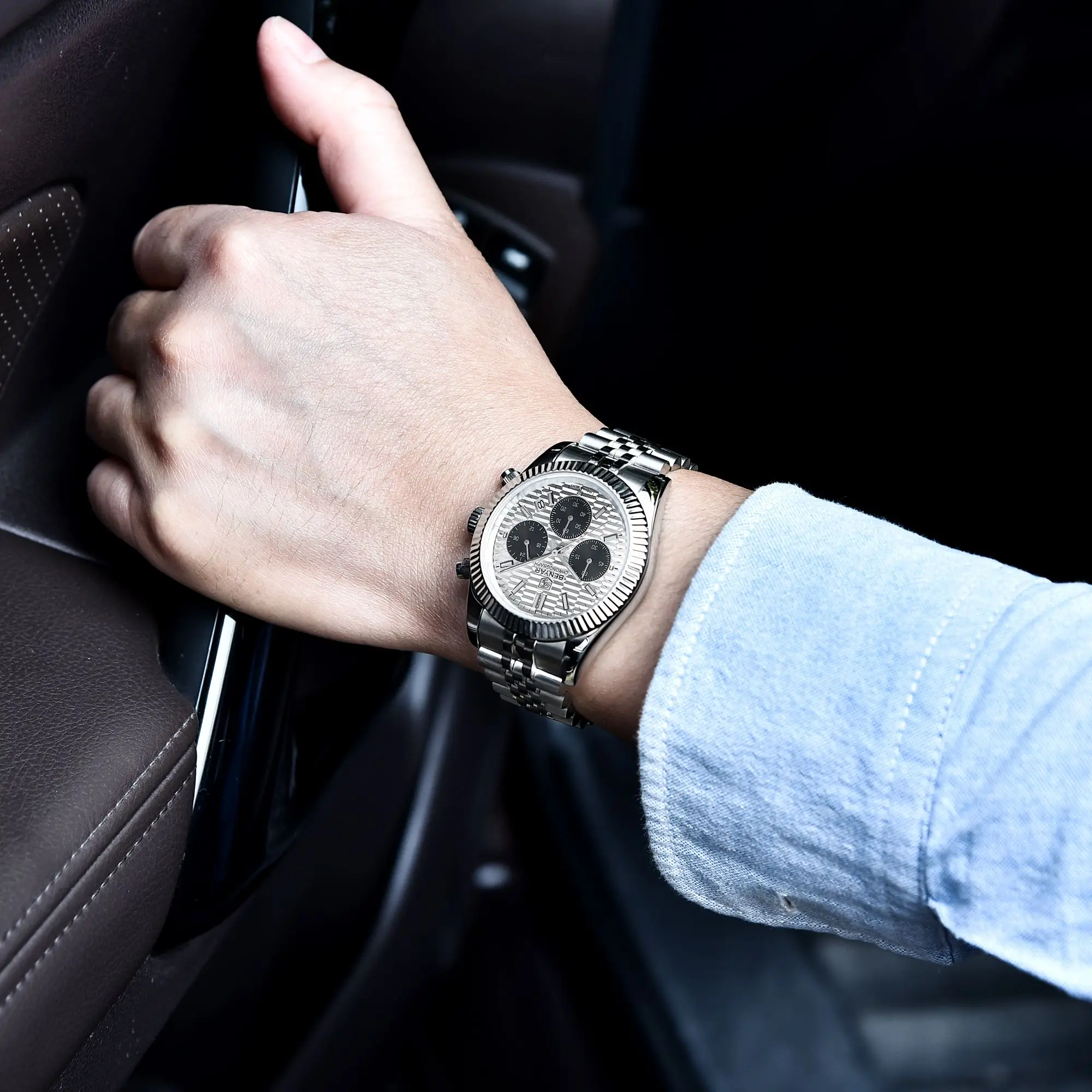 Benyar 2021 New Men's 40mm Quartz Watch Luxury Sapphire Stainless Steel 100m Waterproof Men's Automatic Watch Relogio Masculino enlarge
