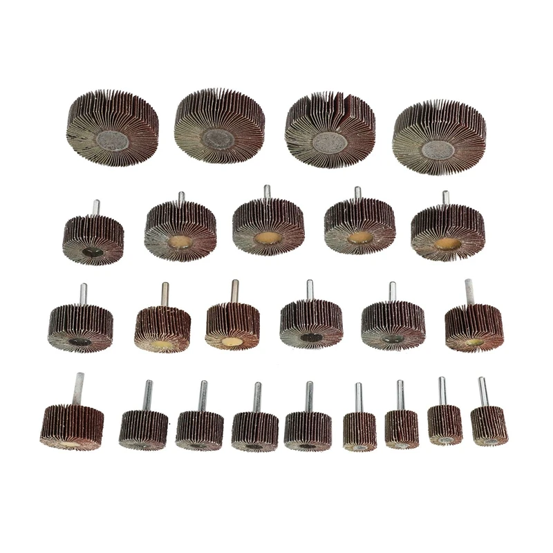 

SHGO HOT-24 Pcs 6 Sizes Sanding Flap Wheel Assortment Kit Flap Wheels with 6Mm Shank Mounted Flap Wheels Aluminum Oxide Abrasive