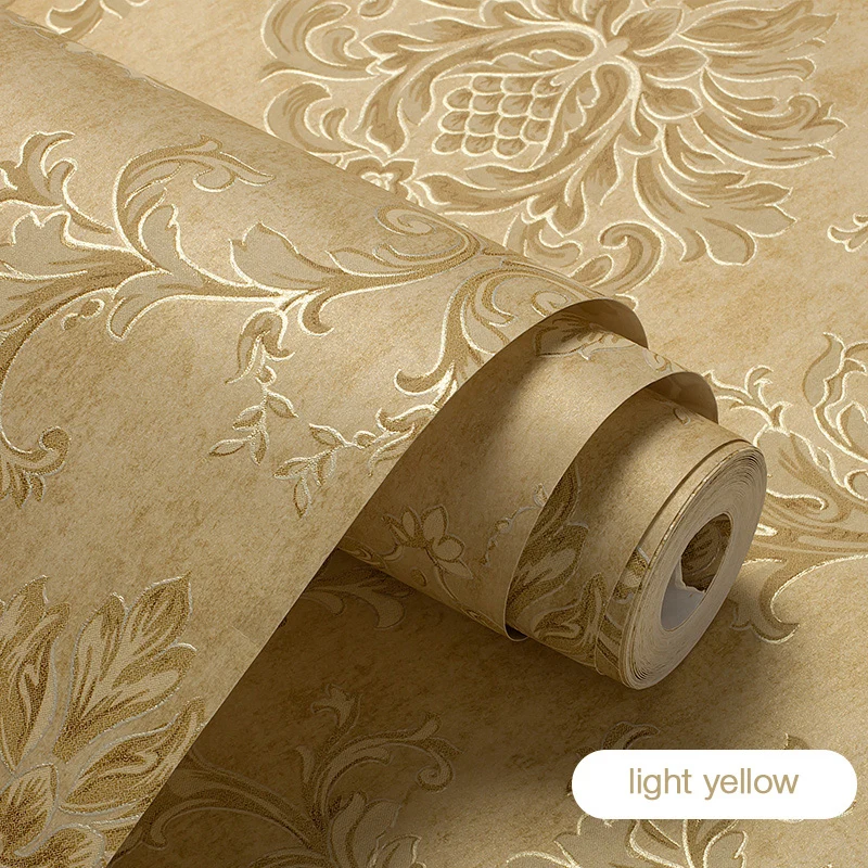 

American retro Non-woven wallpaper European luxury embossed round net craft wallpaper bedroom living room background wall paper