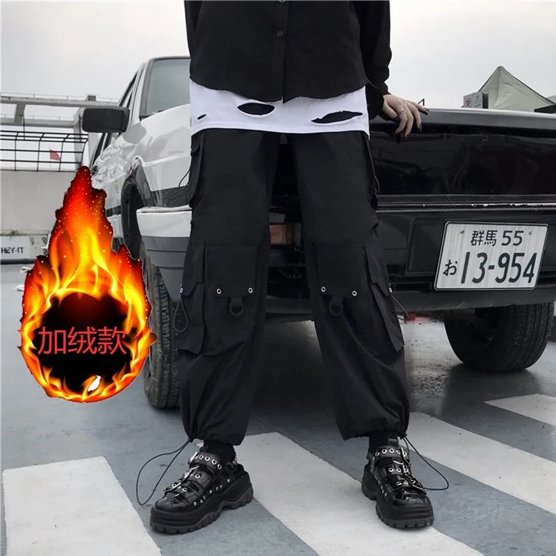 

2020 New cargo pants Beam Foot Overalls Trousers Korean Style For Students Loose jogger Wide Leg Straight Nine Points Pants