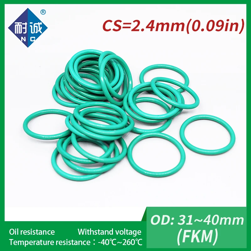 2 шт./лот резиновое кольцо зеленый FKM уплотнительное уплотнения Толщина 4 мм