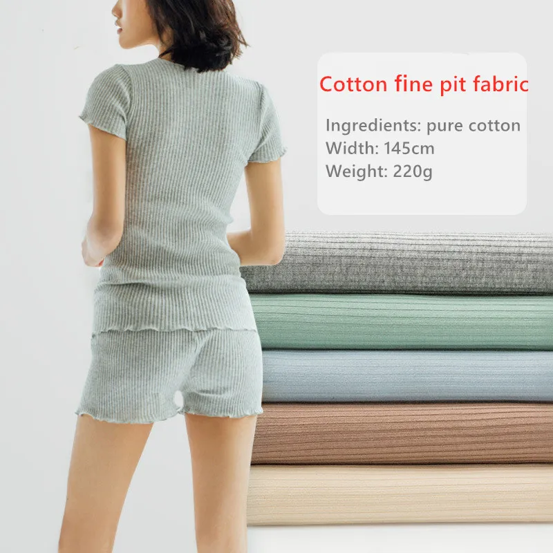 1 м ребристая трикотажная ткань хлопок Тонкая яма стрейч брюки юбка нижнее белье