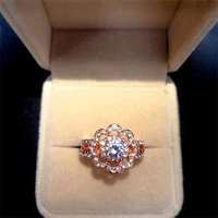 fashionable modern womens ring luxury flower princess ring romantic engagement wedding female rings jewelry hand accessories