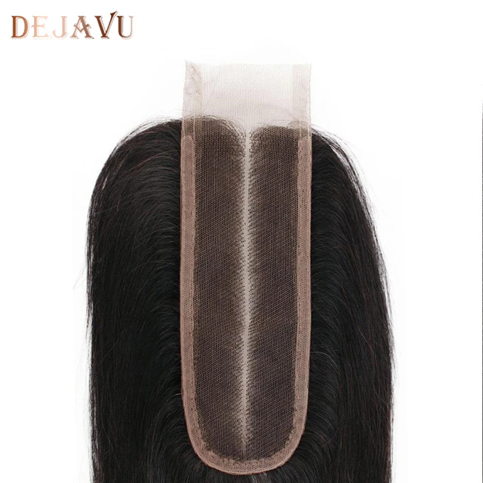 DEJAVU Remy 2X6 закрытие Ким К Закрытие человеческие волосы Кружева Закрытие прямые бразильские натуральные цвета средний/ часть