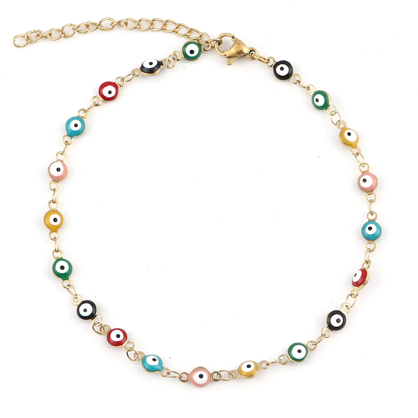 Браслет на щиколотку с эмалью сглаза 23 см (9 дюймов) | Украшения и аксессуары