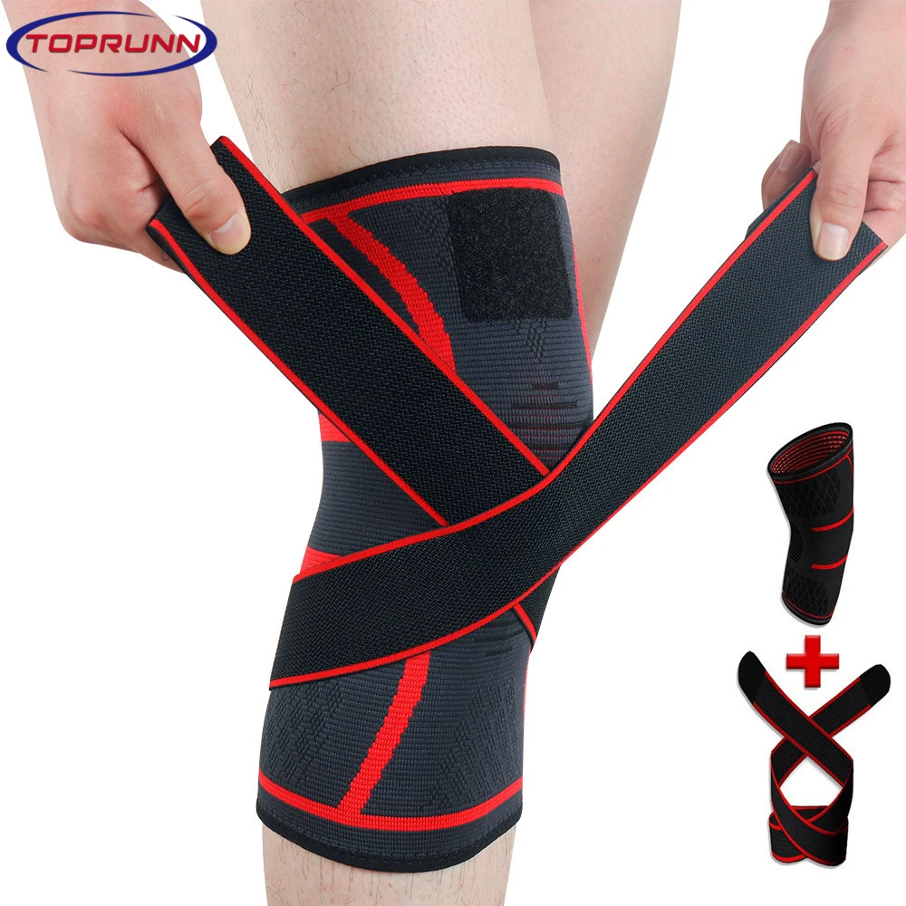 

TopRunn Knitting Knee Brace Support with Adjustable Compression Straps for Running,Jogging,Sports,Joint Pain Relief,Arthritis