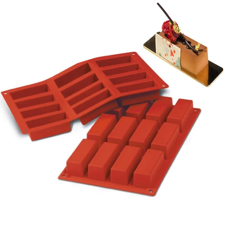 

12 Cavity Rectangle Shape Silicone Chocolate Mold For Cake Baking Candy Soap Forms DIY Homemade Finger Cookie Mould Pan Ice Tray