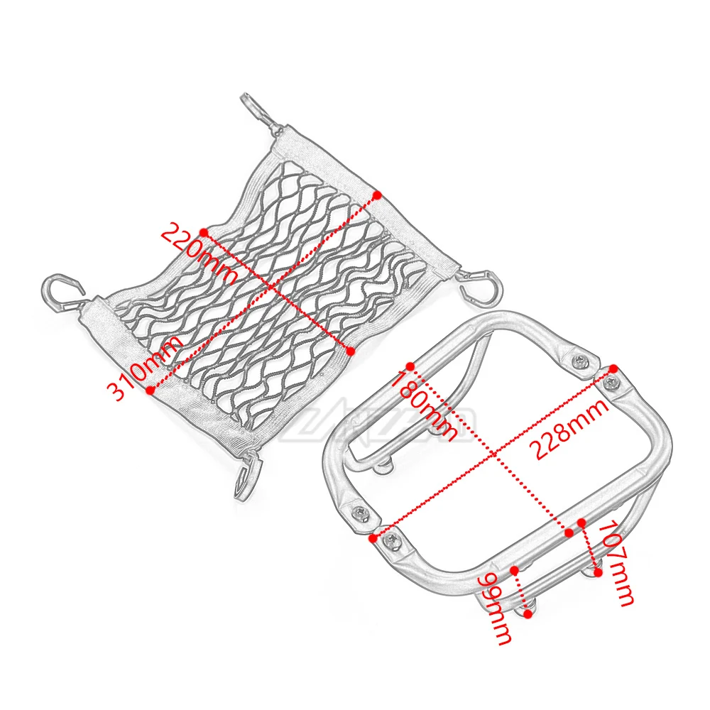 

Motorcycle Luggage Rack Footboard Package Holder Bracket with Net Bag for Piaggio Vespa Sprint Primavera 125 150 2013 - 2021