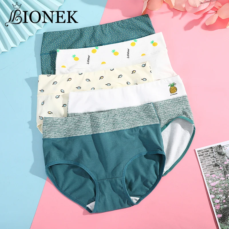 BIONEK Summer New Women's High Waist Panties Income Underwear Without Trace Print Three-Pointed Pants Pineapple Shorts Trousers