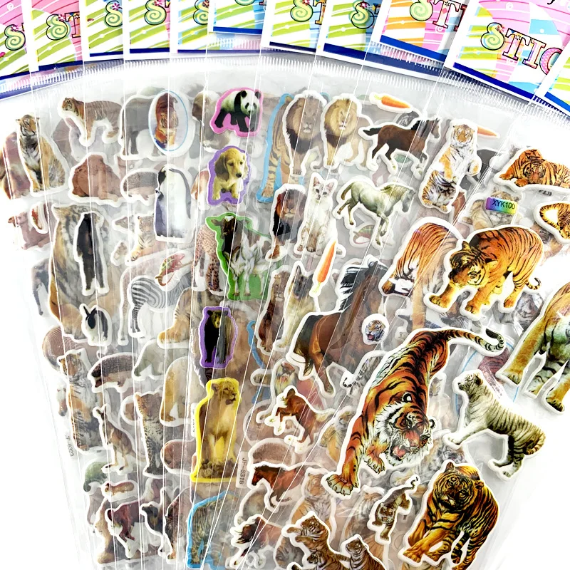 Pegatinas 3D hinchables para ni&ntilde;os, decoraci&oacute;n para &aacute;lbum de recortes, port&aacute;til, tel&eacute;fono m&oacute;vil, regalo de cumplea&ntilde;os, 12 hojas por paquete-1