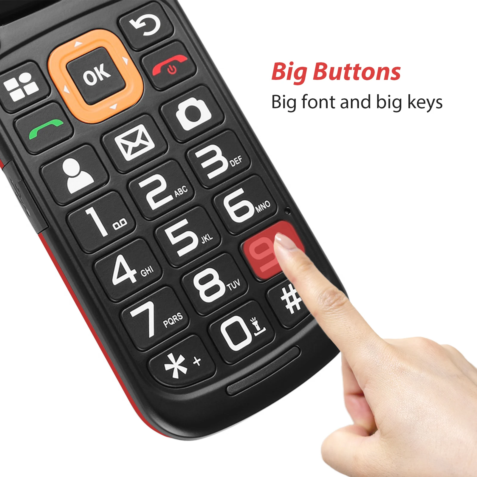 UNIWA V909T 4G Раскладной телефон с большой кнопкой двойной экран 0.3mp камера FM радио