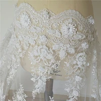 white 3d lace fabric 3d flowers fabric heavy beaded lace fabric alencon corded lace fabric