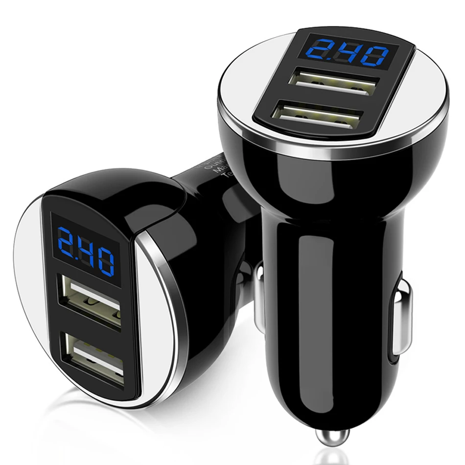 Двойной зарядное устройство USB с светодиодный дисплеем универсальный телефон автомобильное зарядное устройство для Xiaomi samsung S8 S9 S10 iPhone X 8 7 11 Plus планшет