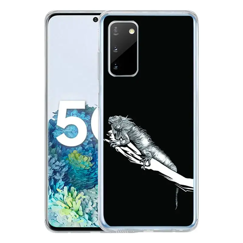 

Black And White Art Animal Phone Case Clear Cover For Samsung S10 S10lite 2019 S9 S9plus S8 S7 Transparent Cases
