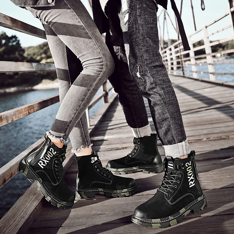 Качественная обувь из натуральной кожи мужские ботинки мотоциклетная