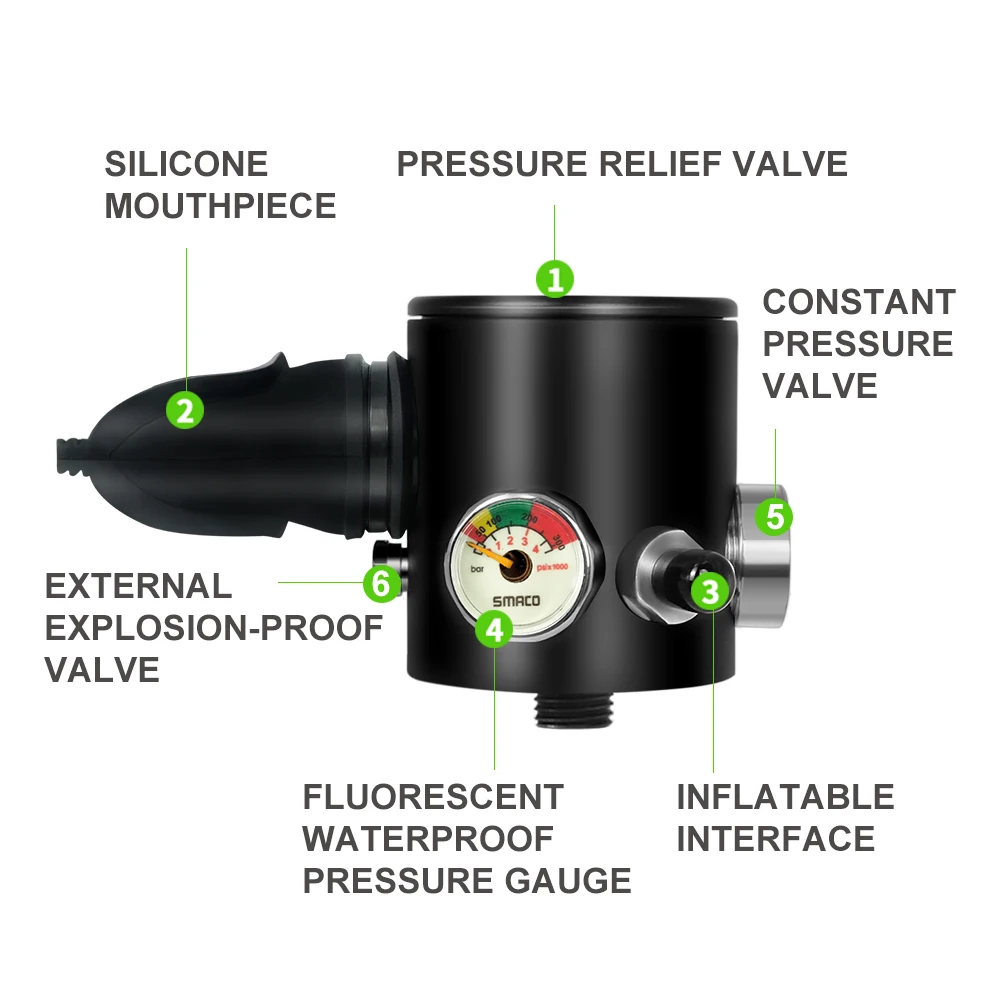 Оборудование для подводного плавания Smaco S300 емкость объемом 0 5 л 10 мин легкое