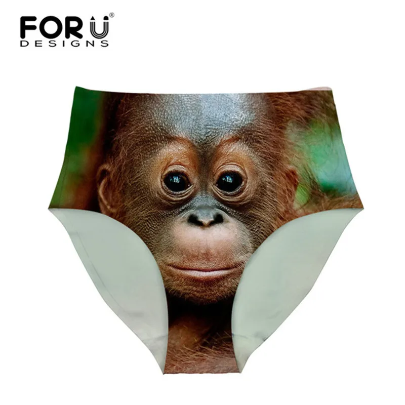 FORUDESIGNS/забавные 3D с принтом панда Для женщин Высокая Талия Нижнее белье пикантные