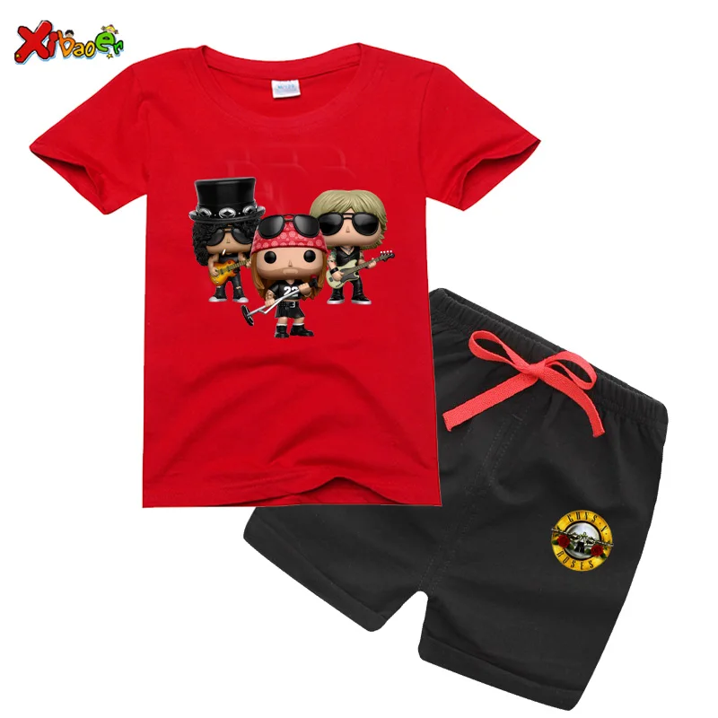 Camiseta de Guns N Roses para niños, Conjunto de camiseta de algodón puro con cuello redondo para bebé, disfraz infantil para niño y niña