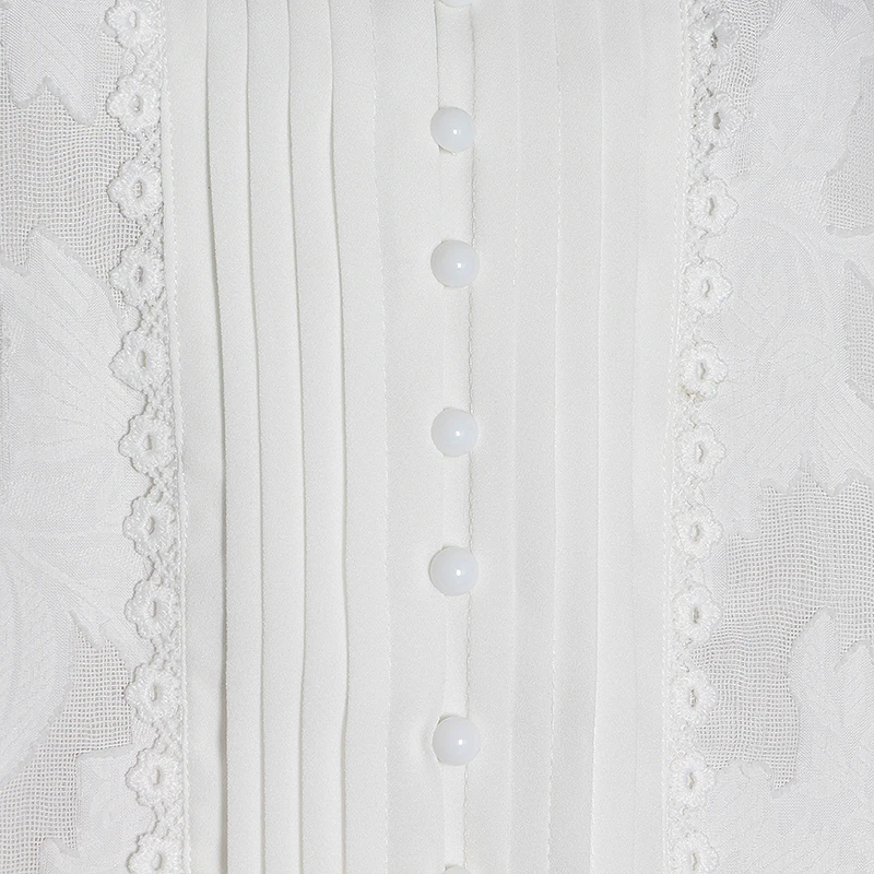 

SISPELL Print Embroidery Women's Blouse Shirt Stand Collar Lantern Long Sleev Loose For Female Vintager Fashion Tide 2020