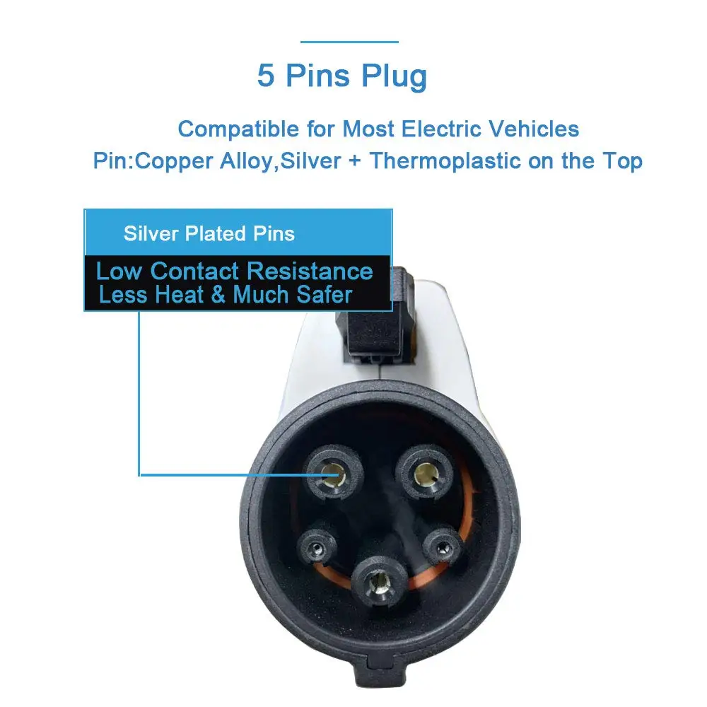 EV зарядный кабель 16A 32A J1772 тип 1 Тип 2 IEC62196 EV разъем с 5 м шнур EV автомобильное зарядное устройство