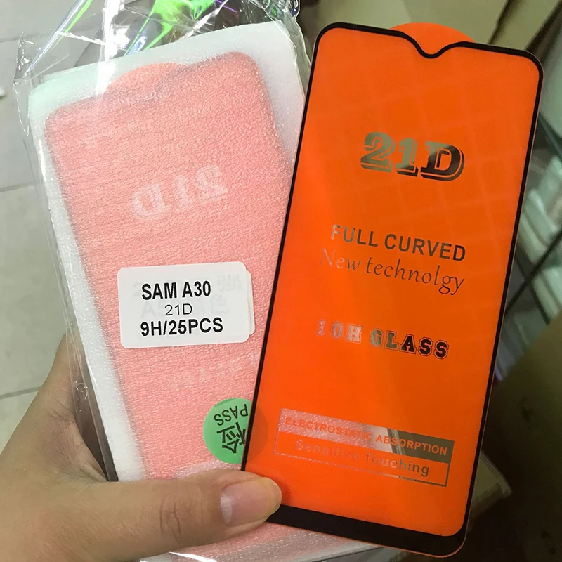 1000 шт. 21D закаленное стекло полное клеевое покрытие пленка для экрана Samsung Galaxy A21S