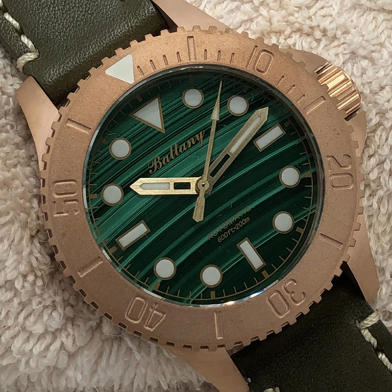 Часы наручные Baltany CuSn8 Мужские механические бронзовые 43 мм с