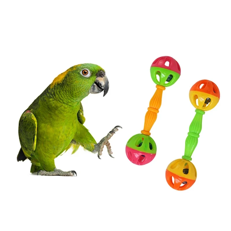 

1PC Parrot Toy Creative Rattle Bite Resistant Bird Bite Toy Parrot Chewing Toy Parrot Training Toy Double-head Bell Ball Toy NEW