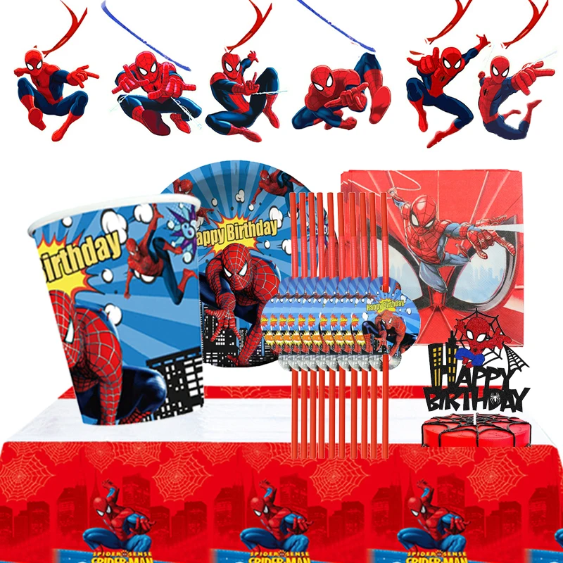 

Spiderman Superhero Party Birthday Decorations Favors Gifts Spiderman Tablecloth Cupcake Toppers For Kid Toddler Birthday Decor