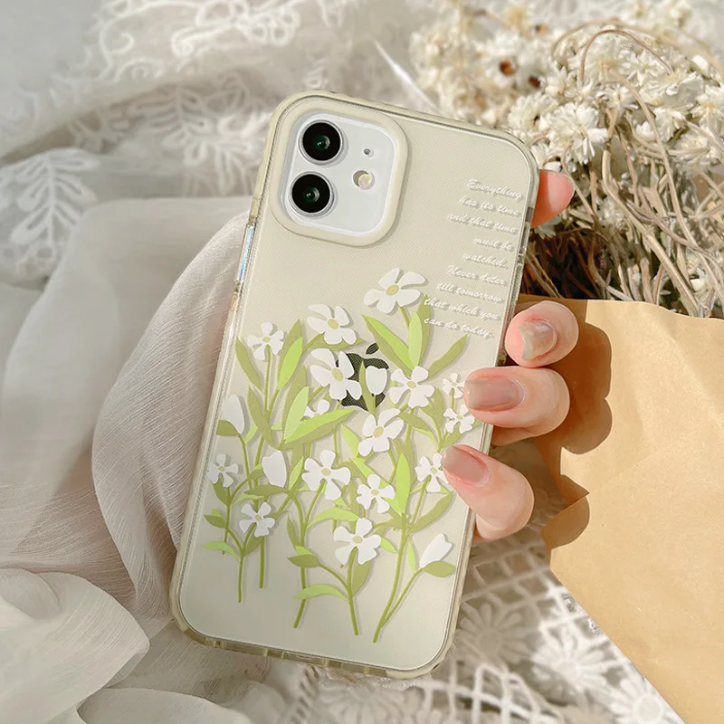 Soft silicone Flower Retro phone case high quality shockproof cover for iphone 12 11 pro max mini 8 7 plus x xr xs max capa