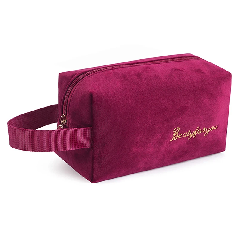 Зимние косметичка мягкий бархат косметички для путешествий на молнии сумка