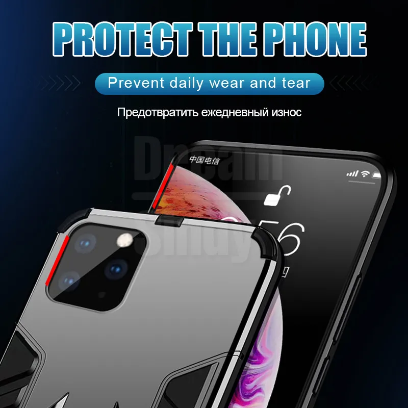 Роскошный бронированный противоударный чехол для телефона айфон 11 про X XR XS макс 7