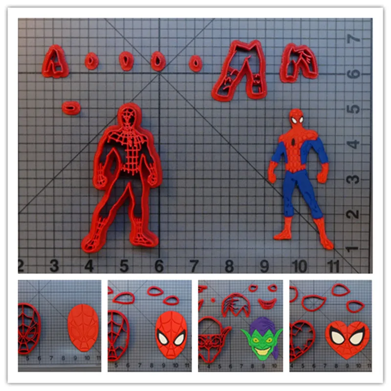 Супер герой паук лицо сердце все тело Зеленый Гоблин помадка резак для мальчика