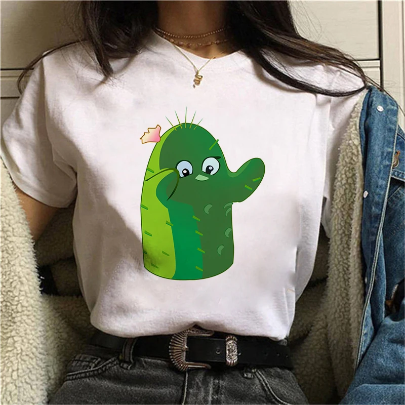 

Women's T-shirt Funny Cactus Print T-shirt Fashion Female Tee Top Graphic Female T shirts Clothing Camisas Mujer