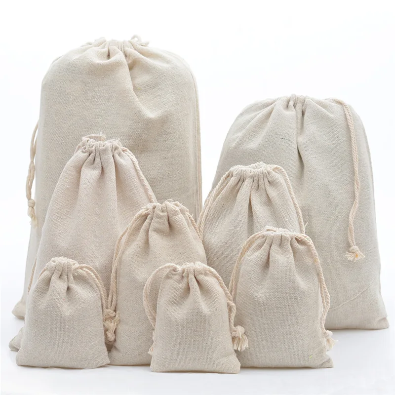 

10 шт., Детская Хлопковая сумка на шнурке