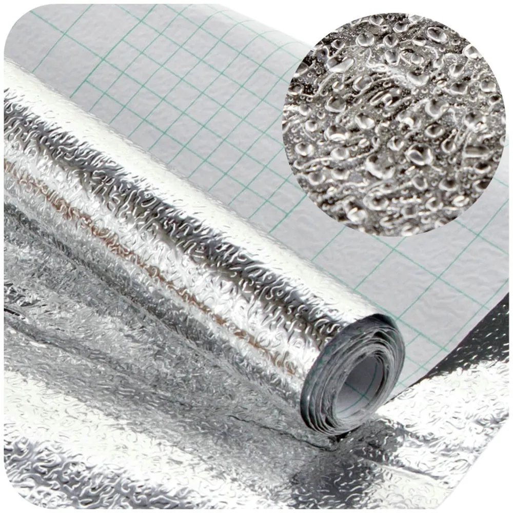 

Thicker Aluminum Foil Kitchen Cupboard Sticker Waterproof oil-proof Selfadhesive Wallpaper for Kitchen Appliance