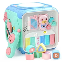 baby hexahedral cube toy hand drum piano music phone pairing beads gear playing toys activity cube toys for children