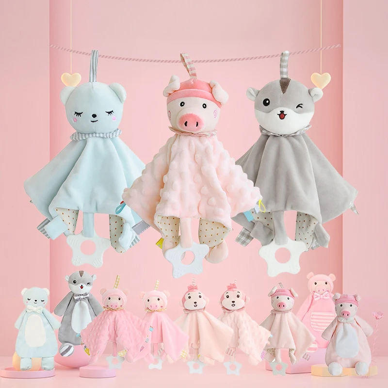 

2021 New Baby Soft Plush Animal Doll Toy Infant Appease Towel Grasping Rattles Playmate Calm Toys