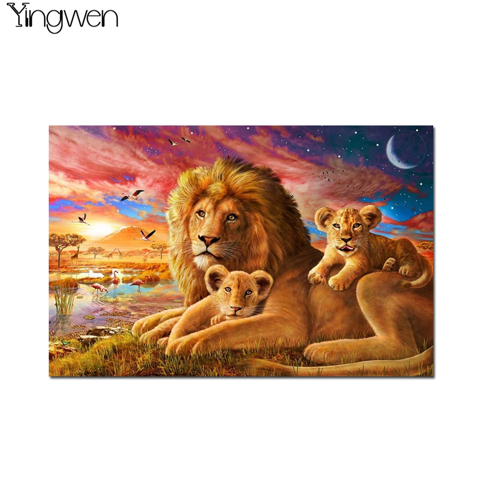 

5D DIY Diamond Painting Animals Lion King Cross Stitch Full Diamond Embroidery Mosaic Rhinestones Picture Landscape Home Decor